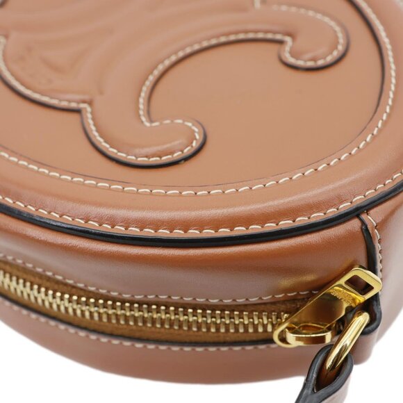 Celine Triomphe Oval Calfskin Cuir Shoulder Bag Tan - Picture 7 of 12